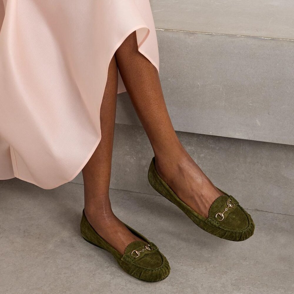 NEW GUCCI Women's GG Suede Kensington Horsebit Loafers EU 39 / US 9 Ballet Flats - Picture 2 of 12